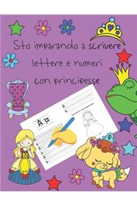 Sto imparando a scrivere lettere e numeri con principesse