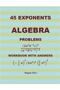 45 Algebra Problems (EXPONENTS)