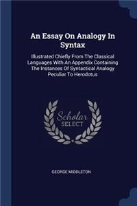 An Essay On Analogy In Syntax