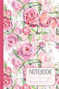 Notebook with Pink Watercolour Roses