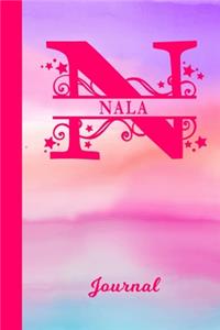 Nala Journal: Personalized Custom First Name Personal Writing Diary - Cute Pink & Purple Watercolor Effect Cover - Daily Journaling for Journalists & Writers for 