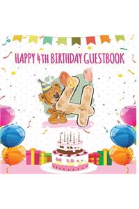 Happy 4th Birthday GuestBook: Celebration Message logbook journal For Visitors, Family and Friends to Write in Comments & Best Wishes With and Gift Log (Birthday Guestbook).