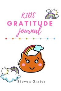 Kids Gratitude Journal With Brown Cat and Rainbow