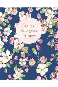 2019-2023 Five Year Planner Spring Flower -Blue
