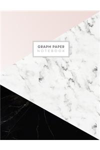 Graph Paper Notebook: Blank Math Composition Book Quad Ruled 4 X 4 (.25) Graphing Paper Pink White Black Marble