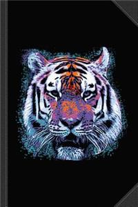 Retro 80's Tiger Face Splatter Paint Journal Notebook