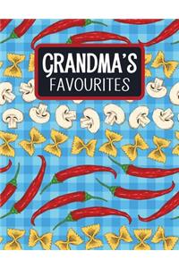 Grandma's Favourites: Blank Recipe Book to Fill in with Space for Photos - Farfalle Pasta Chili Mushroom Blue