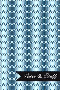 Notes & Stuff - Lined Notebook with Oxford Blue Key Maze Pattern Cover