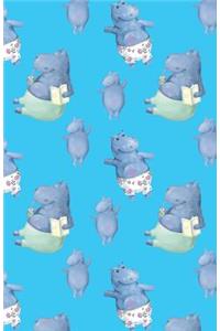 Journal Notebook Cute Hippos Pattern