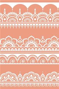 Indian Design Notebook: Peach: Notebook 6 X 9: Notebook 250 Pages