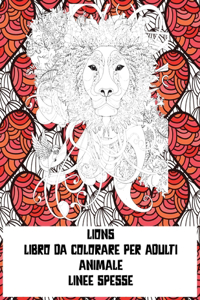 Libro da colorare per adulti - Linee spesse - Animale - Lions