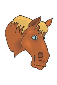 Horse Illustration School Composition Book Equine Cartoon Horsehead