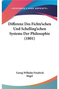 Differenz Des Fichte'schen Und Schelling'schen Systems Der Philosophie (1801)