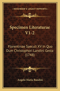 Specimen Literaturae V1-2