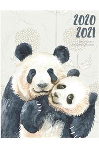 Daily Planner 2020-2021 Watercolor Panda Cub 15 Months Gratitude Hourly Appointment Calendar