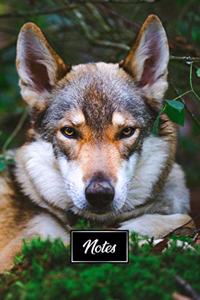 Siberian Husky Huskies Dog Pup Puppy Doggie Notebook Bullet Journal Diary Composition Book Notepad - Deep in Bushes