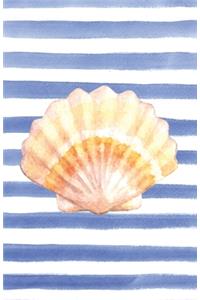 Yellow Scallop Shell Watercolor Stripe Journal, Dot Grid