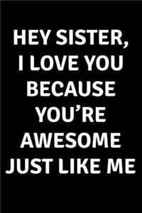 Hey Sister I Love You Because You're Awesome Just Like Me