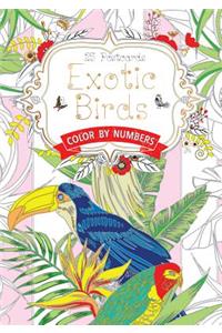 Exotic Birds Postcard Book: Color by Numbers