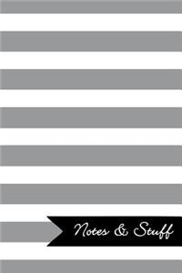 Notes & Stuff - Lined Notebook with French Grey Striped Pattern Cover