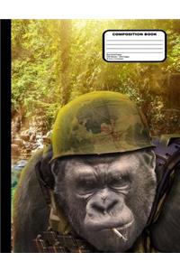 Gorilla Soldier Composition Notebook - Dot Grid Paper - 200 Pages / 100 Sheets, 8-1/2