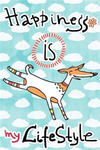 Journal Notebook For Dog Lovers, Happiness Is My Lifestyle Stripey Dog 1