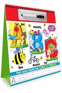 Hello Friend Abc Alphabet Wipe And Clean Table Stand Calendar Book For Kids, 28 Leaves And 1 Write And Erase Pen, 4+Yrs