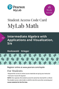 Mylab Math with Pearson Etext -- 18 Week Standalone Access Card -- For Intermediate Algebra with Applications & Visualization