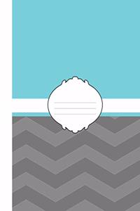 Girly Teal Aqua Blue & White Grey Chevron School Composition Lined Notebook