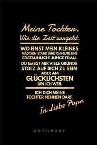 Meine Tochter. Wie die Zeit vergeht. Wo einst mein kleines Mädchen stand sehe ich heute eine erstaunliche Frau. Du gabst mir viele Gründe stolz auf dich zu sein aber am glücklichsten bin ich weil ich dich meine Tochter nennen darf.