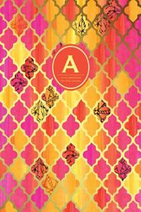 A - Initial Monogram Journal - Dot Grid, Moroccan Orange Pink: Soft Cover, Large 8.5 X 11