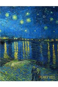 Van Gogh Monatsplaner 2020: Sternennacht über der Rhone - Planer 2020 mit Raum für Notizen - Januar - Dezember 2020 mit Wochenansicht - Einfacher Überblick über die Terminpläne