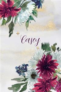 Casey: Personalized Journal Gift Idea for Women (Burgundy and White Mums)