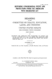 Restoring congressional intent and protections under the Americans with Disabilities Act