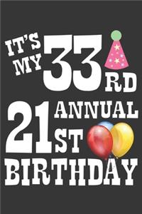 Its My 33rd Annual 21st Birthday Notebook