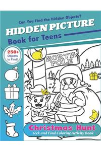 Hidden Picture Book for Teens, Christmas Hunt Seek And Find Coloring Activity Book