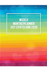 Weekly Monthly Planner July 2019 to June 2020