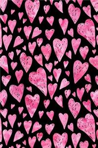 Journal Notebook Pink Watercolor Hearts
