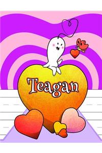 Teagan: Personalized Book with Child's Name, Primary Writing Tablet, 65 Sheets of Practice Paper, 1 Ruling, Preschool, Kindergarten, 1st Grade, 8 1/2 X 11