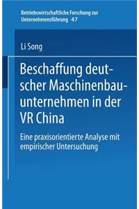 Beschaffung Deutscher Maschinenbauunternehmen in Der VR China