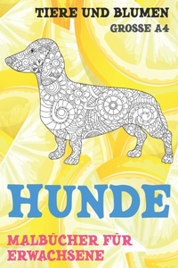 Malbücher für Erwachsene - Grosse A4 - Tiere und Blumen - Hunde