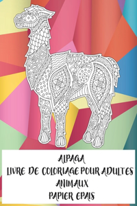 Livre de coloriage pour adultes - Papier épais - Animaux - Alpaga