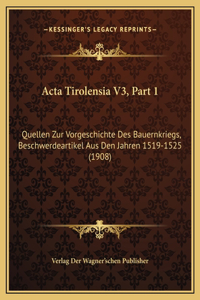 Acta Tirolensia V3, Part 1
