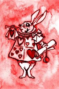 Alice in Wonderland Watercolour Journal - White Rabbit With Trumpet (Red)