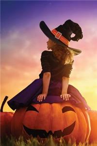 Little Witch Riding Jack-O-Lantern 2 Grid Notebook