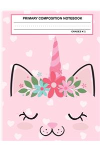 Primary Composition Notebook Grades K-2 Kawaii Kitty Cat