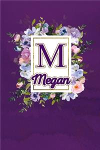 M - Megan: Monogram initial M for Megan notebook / Journal: Personalized Name Letter gifts for girls, women & men: School gifts for kids & teachers (blank line