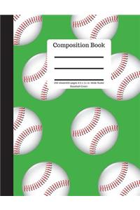 Composition Book 200 Sheet/400 Pages 8.5 X 11 In.-Wide Ruled Baseball-Green
