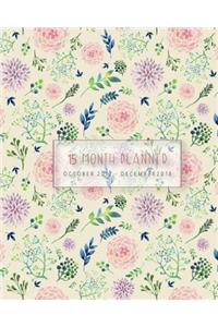Planner 2017- 2018, Calendar 15 Month, Monthly Planner Oct 2017 - Dec 2018