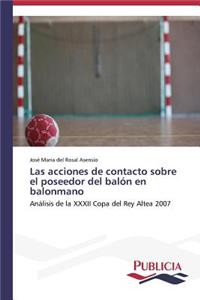Las acciones de contacto sobre el poseedor del balón en balonmano